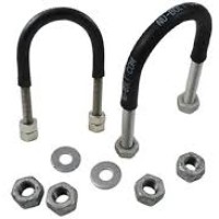 STANDARD DEEPWATER NU-BOLT WITH HDG COATING & CROSSLINKED POLYSHRINK C W 4 UNIT OF 2H HEX NUT AND 2 UNIT FLAT WASHERS, SIZE: DN100 X M12 (1 SET)