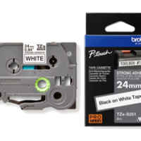 Brother TZE-S251 Black On White Tape 24 mm x 8 m