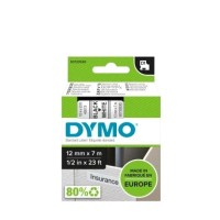 DYMO BLACK ON WHITE LABEL PRINTER TAPE, 7M LENGTH, 12MM WIDTH