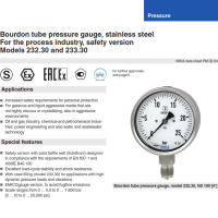 Wika 233.30 Bourdon Tube Pressure Gauges, Safety Pattern