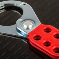 RS PRO 489-147 Red 6-Lock Steel Hasp Lockout, 38mm Shackle, 38mm Attachment