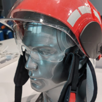 PAB Fire Compact Thermoplastic Fire Fighting Helmet with Neck Protector, Red,  EN 443:2008, MED, EN 14458:2004 and EN166:2004 Standards
