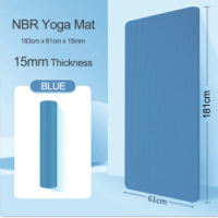 NBR TPE Yoga Mat Soft Gym Exercise Mat Extra Non-slip, shock-absorbing, silent and thickened professional yoga mat Variations : [15MM+Rope] - Blue