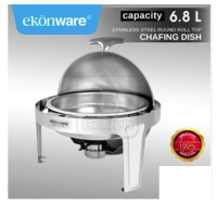 EKONWARE Stainless Steel Round Roll Top Chafing Dish 6.8L