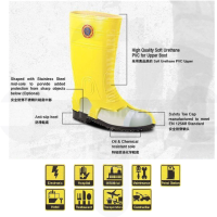 Yellow PVC Rubber Safety Boot Steel Toe Cap - KORAKOH M8000