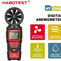 HABOTEST HT625 Digital Anemometer Wind Speed Gauge LCD Display Handheld Airflow Windmeter Thermometer