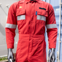 [Unisex] Tencate Tecasafe Plus700, 5XL,Coverall Red, 238GSM, Shell logo 2in wide embroidery
