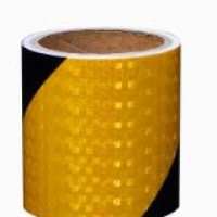 Black and yellow warning tape reflective strips zebra crossing floor Marking (10cmx3meter)