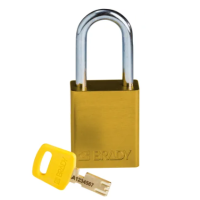 Brady LOTO-99, 150288 Weatherproof Aluminium Padlock,Yellow, 6.35mm (Dia), 38.10mm (L)