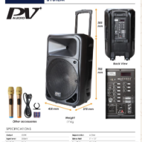 Portable PA speaker system c w 2 mic Model no. : SPKPV8155 Brand : PV Audio