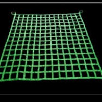 Polyester Cargo Net, 2T 6FT x 6FT Mesh, 4" Webbing Material 50mm with 1FT Loop Eye on 4 Corners, Green Color