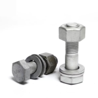 M12 x 60mm HDG Hex Bolt + Nut + F.W (Half Thread) - No Cert